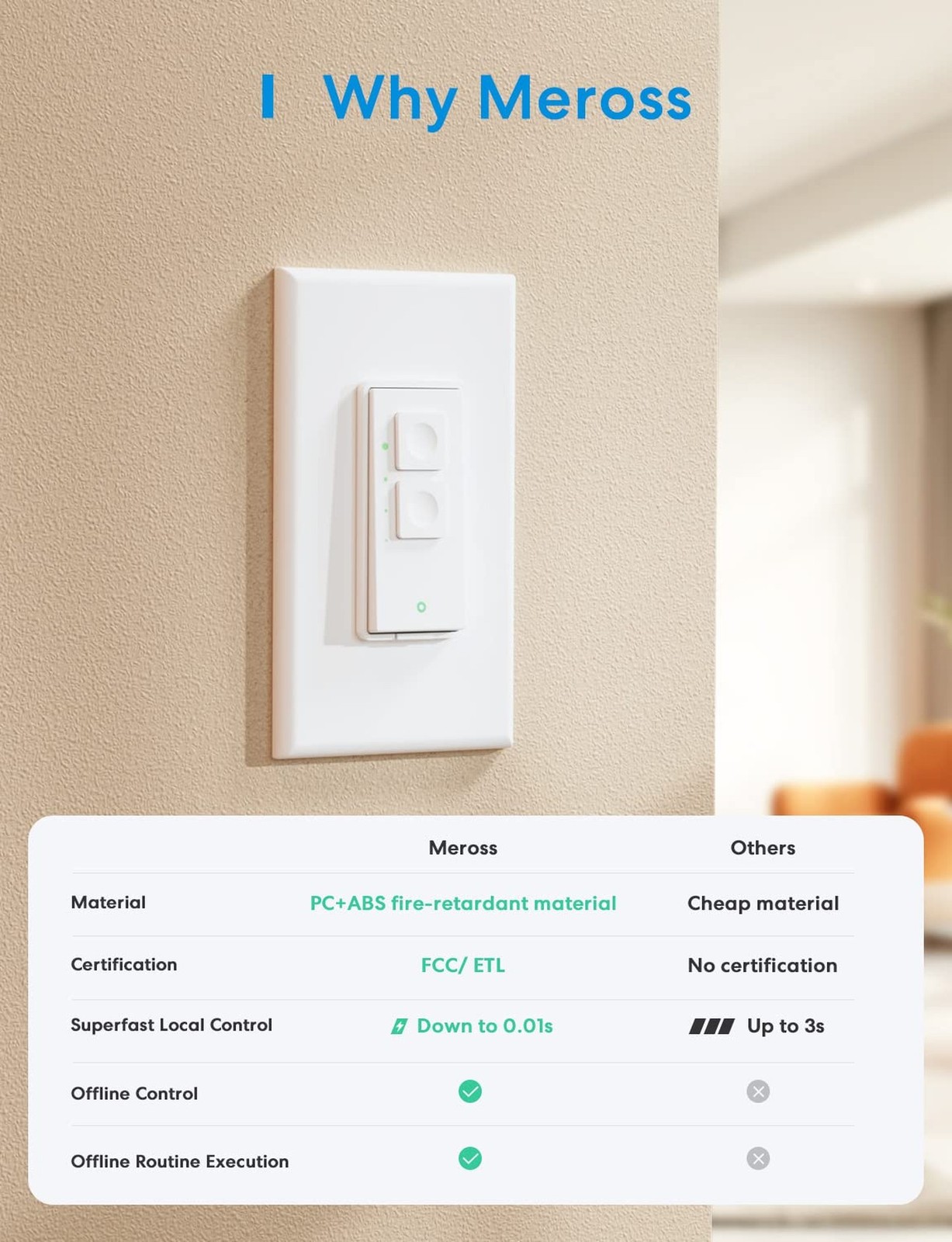 meross Smart Dimmer Switch, Single Pole WiFi Light Switch Works with Apple Ho...