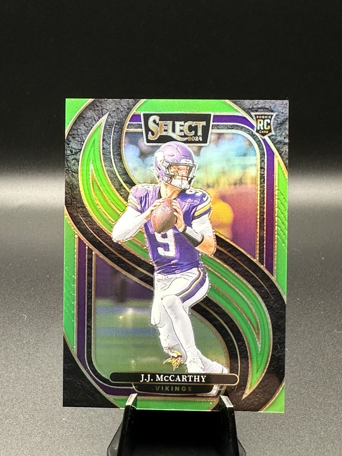 2024 Select J.J. McCarthy Premier RC Neon Green Prizm /49 Vikings
