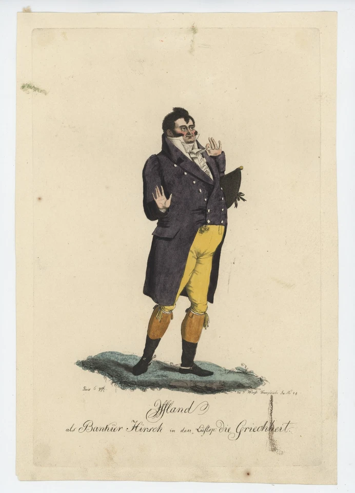 Nationaltheater Iffland Bankier Hirsch Griechheit Kostüm kol Radierung 1810 - Bild 2 von 3