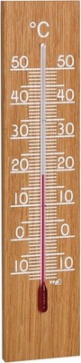 TFA Dostmann Analoges Innen Außen Thermometer wetterfest Holz Eiche