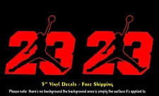 Jordan Jumpman #23 - Two 5" Vinyl Decal Vehicles Windows -Color Options