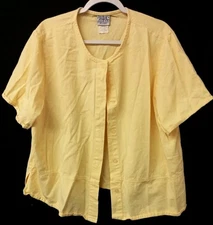 Better Than Basic Women's Yellow Cotton Button Front Top 2X