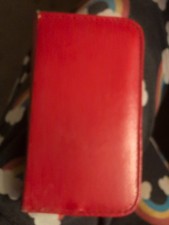 Vintage Red/stainless Manicure Set With Red Zip Up Ground Leather Case Germany