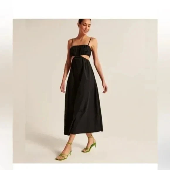 sachin and babi light blue dress Abercrombie & Fitch open-back Maxi Dress | Black main image 1