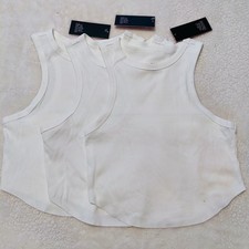 Wild Fable Women's Ribbed White Sleeveless Stretch Tank Tops Size Medium