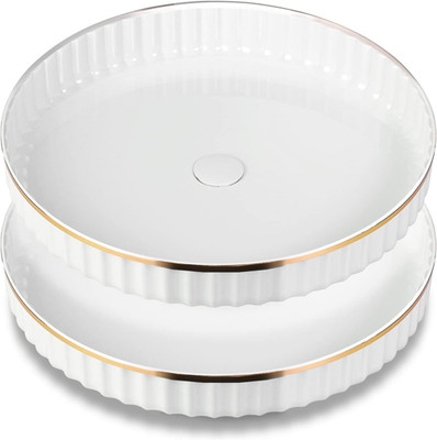 2 Pack 10'' Fluted Lazy Susan Organizer, Turntable Spice Rack for Cabinet, Kitche