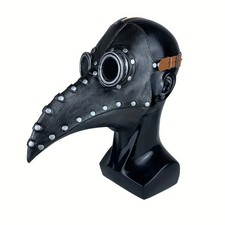 Steampunk Plague Doctor Bird Mask Black Silver Halloween Cosplay Costume Prop