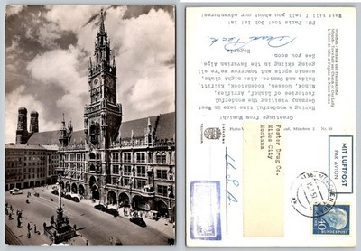 1957 Munich Germany Neues Rathaus Frauenkirche RPPC Postcard
