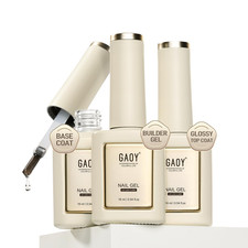 Gel Top Coat, Builder Gel and Base Coat Set, 16Ml 3 Pcs Clear Glossy No Wipe Com