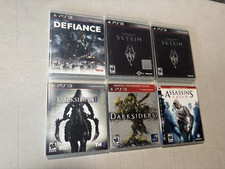 Lot of 6 - Playstation 3 PS3 Skyrim DEFIANCE Darksiders 1 & 2 Creed CIB TESTED