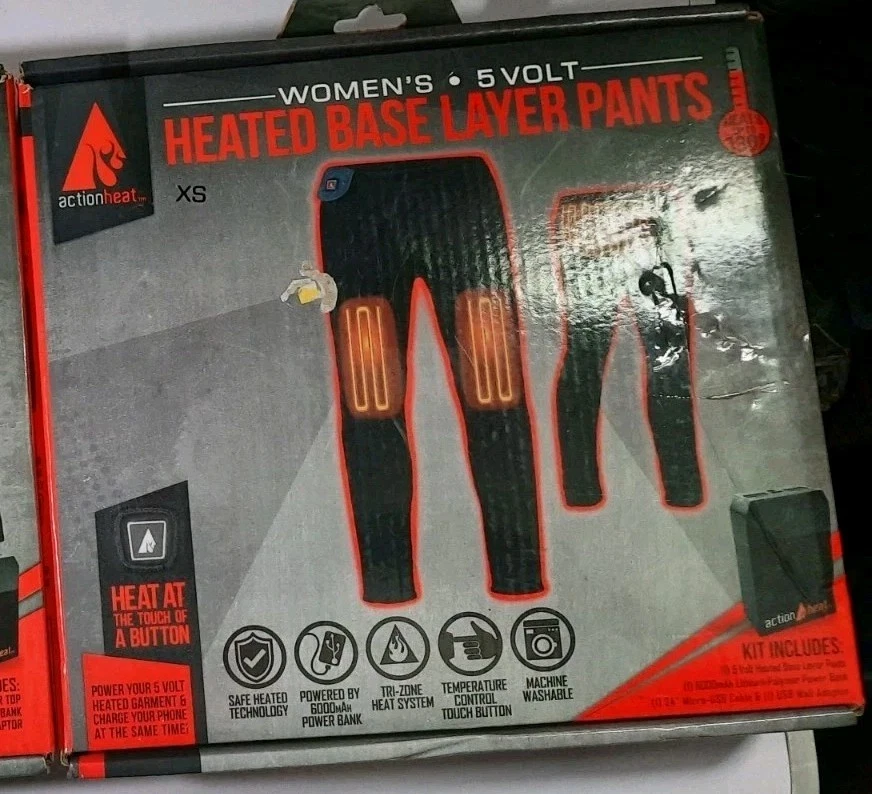 ActionHeat 5 Volt Rechargeable Heated Base Layer Pants Women’s XSmall New