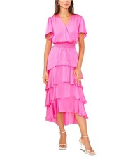 Vince Camuto Womens Smocked Waist Tiered Dress