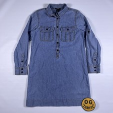 J.Crew Chambray Denim Shirt Dress XS Blue Long Sleeve Utility Pockets