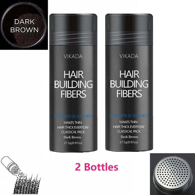 VIKADA Hair Fibers Hair Keratin Powder Hair Building Dark Brown 2 Bottles 27.5g