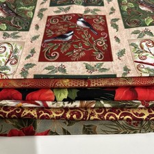Cotton Quilting Christmas Themed Fabric Bundle Poinsettia Holly Cardinals Lot 6