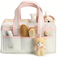 Baby Diaper Caddy Organizer, Baby Basket Shower Gift Caddy, Portable Felt Cha...