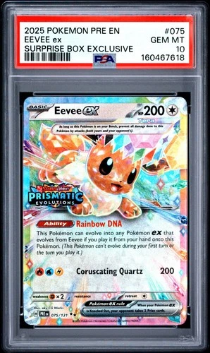 2025 Pokémon Eevee ex #75 Prismatic Evolutions Surprise Box Exclusive PSA 10