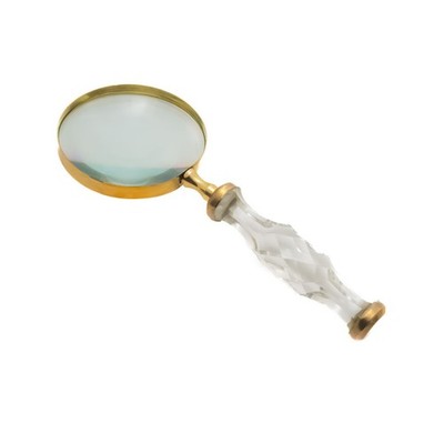 Faceted Crystal Magnifying Glass Clear Handle, Vintage Style for Reading/Hobbies