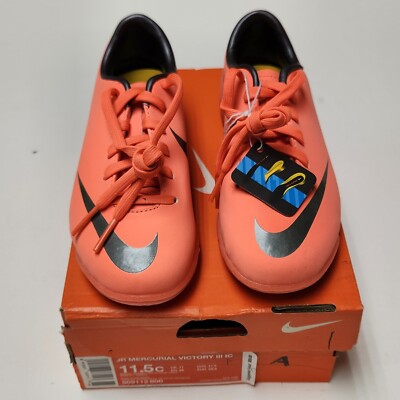 Nike JR Mercurial Victory III Indoor Kids Soccer Shoes Mango-Metallic Silver