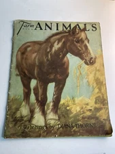 Farm Animals Diana Thorne SC Book Saalfield 1935 Horse Dog Sheep Rabbit