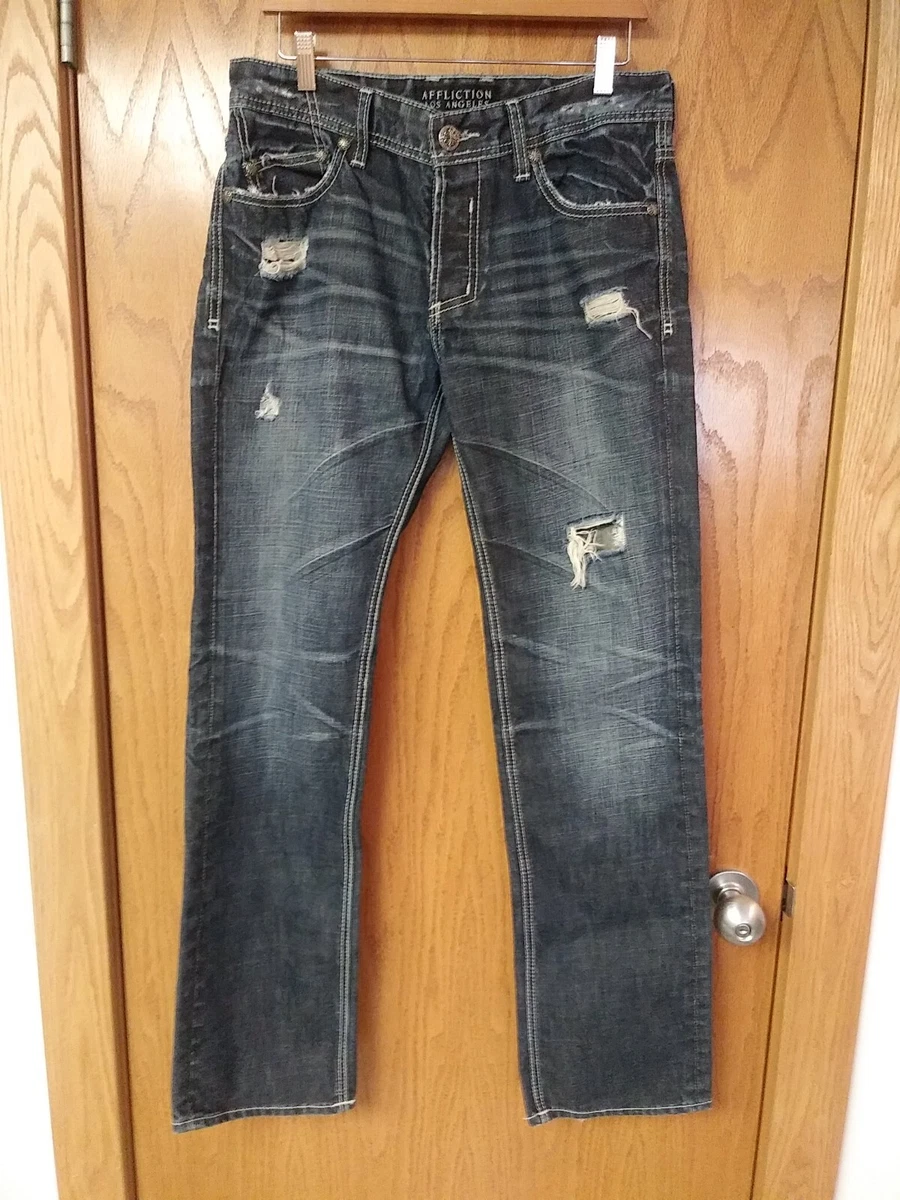 NEW AFFLICTION $135 MENS ACE SLIM STRAIGHT FLEUR JEANS IN NEW AFFLICTION $135 MENS ACE SLIM STRAIGHT FLEUR JEANS IN