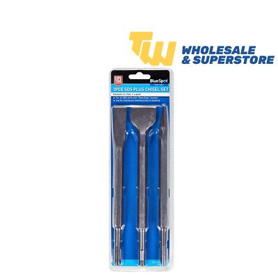 BlueSpot Tools 20012 3-teilig SDS Plus Meißel-Set flach spitz Roto-Stop Schwerlast