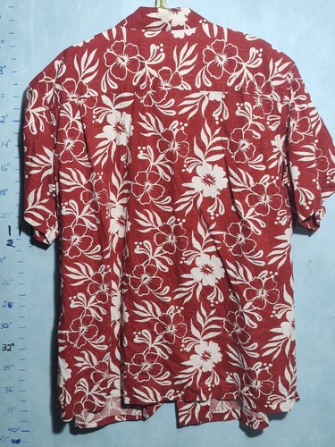 Merona Men's  Hawaiian Shirt Size XXL Red/White 100%Cotton Floral Tropical - Picture 7 of 10