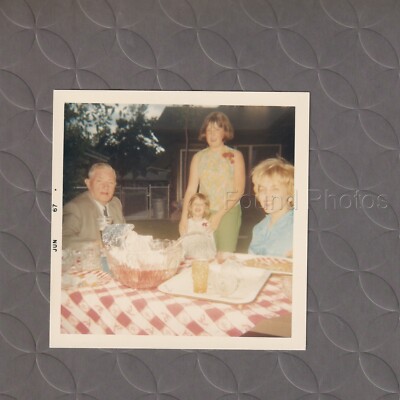 Found Photograph Color Original Backyard Picnic time C2014