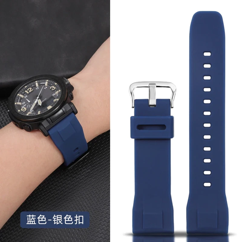 Wrist Strap Watch band For Casio PROTREK Serie PRG 600Y 650 PRW 6600 Black Blue