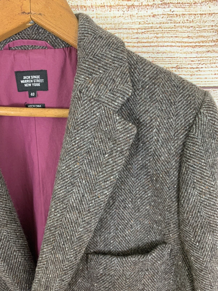 EUC Jack Spade Mens Brown Herringbone Heavy Wool Tweed Sport Coat