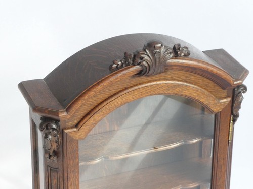 Antique Wooden French Display Cabinet with Carved Ornaments and Shelves - Picture 2 of 7