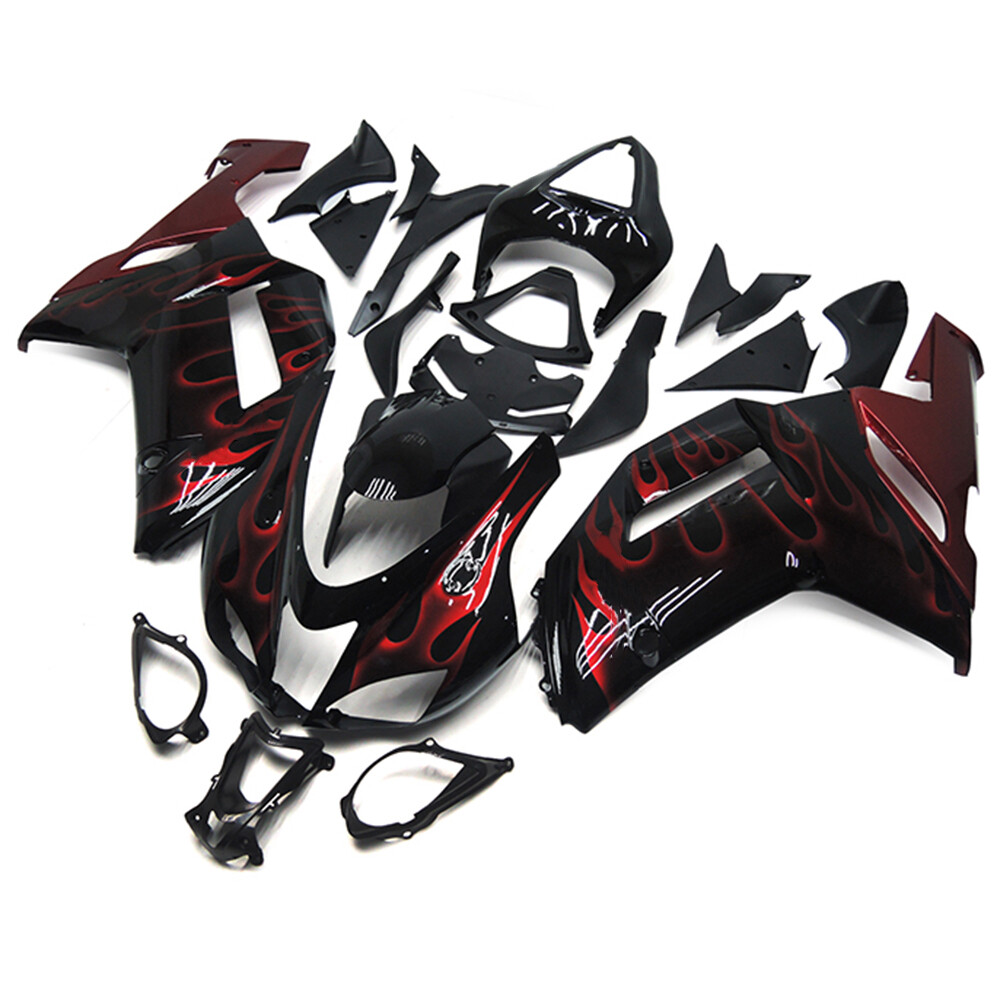 Black Red Motorcycle Bodywork Bodykit For Kawasaki ZX6R 2007