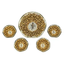 VINTAGE MR PEANUTS PLANTERS TIN METAL SNACK SERVING BOWL DISHES - SET OF 5