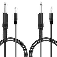 2 Pack 3ft 3.5mm 1/8" Ts Mono Male To 6.35mm 1/4" Mono Male Adapter Audio Cable