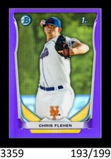 1-2014 BOWMAN CHROME PURPLE REFRACTOR CHRIS FLEXEN METS 193/199