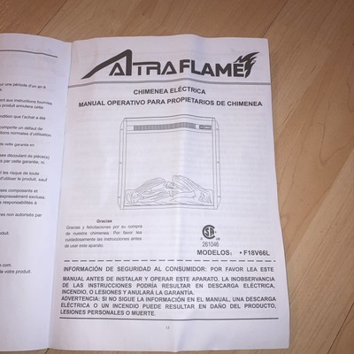 Altra Flame F18V66L Electric Fireplace Insert 18 Inch 120 VAC 60 Hz JUST  MANUALS | eBay