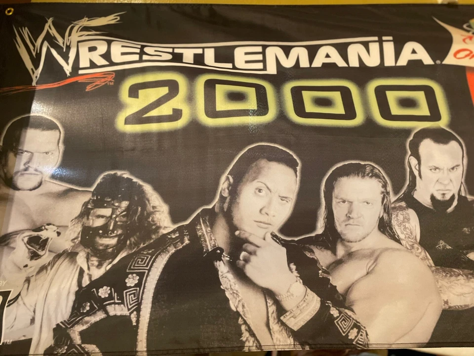 WWF Wrestlemania 2000 Nintendo N64 5ft Flag Banner Poster 1999 64 THQ WWE Rock - Image 2 of 3