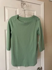 Denim & Co Womens Essentials ￼3/4 sleeve Top Blouse Gorgeous Mint green Size XS