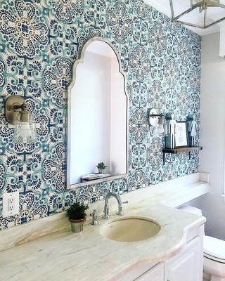 Vintage Chic Blue Florentine Medallion Tile Peel and Stick Wallpops Wallpaper