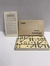 Vintage Puremco Marblelike Standard Dominoes 616 Ivory USA