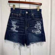American Eagle Next Level Stretch Distressed Denim Jean Shorts Size 0