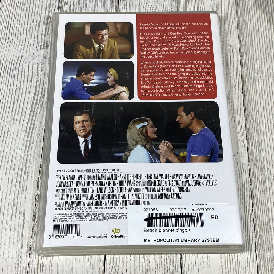 Beach Blanket Bingo (DVD, 1965) Frankie Avalon Funicello eBay