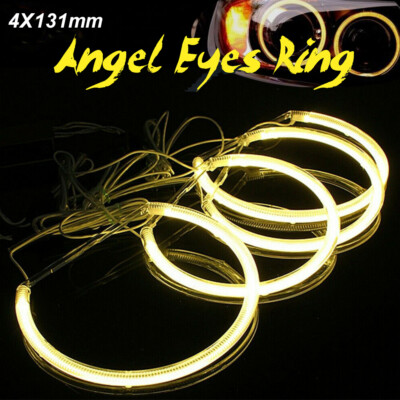 4X 131mm CCFL Angel Eyes 12V Halo Parking Light Rings Yellow For BMW E36 E38 E39 E46