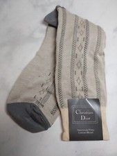 Vtg Christian Dior Socks For Men American Pima Cotton Beige Grey New W Tags