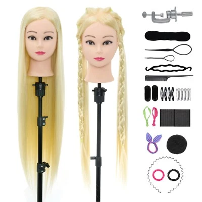 NEVERLAND BEAUTY & HEALTH 30 inch Training Head Hairdressing Salon Practice Mannequin Doll+Clamp+Braid Set