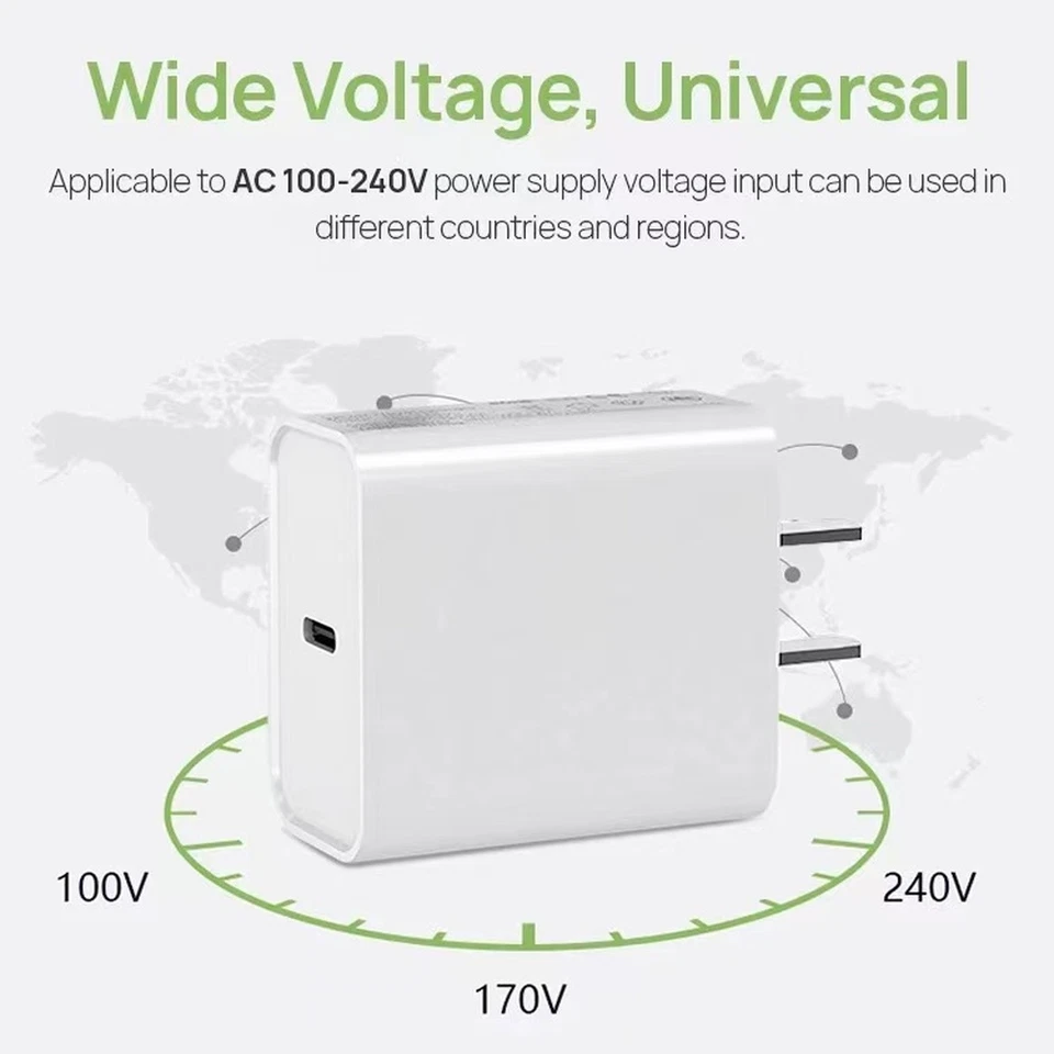 Cargador rápido 20W PD adaptador de corriente para iPhone 16/15/14/13/12/11/XR/iPad/8 tipo C Foto 3 de 4