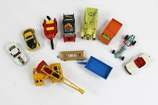 Lot of 11 Vintage Matchbox Vehicles 1960s up Cars Trucks Commercial Racing etc