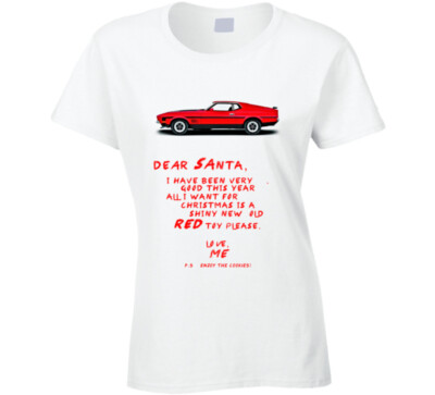 1972 Mustang Mach 1 Dear Santa Christmas Wish Premium Gift Ladies T Shirt