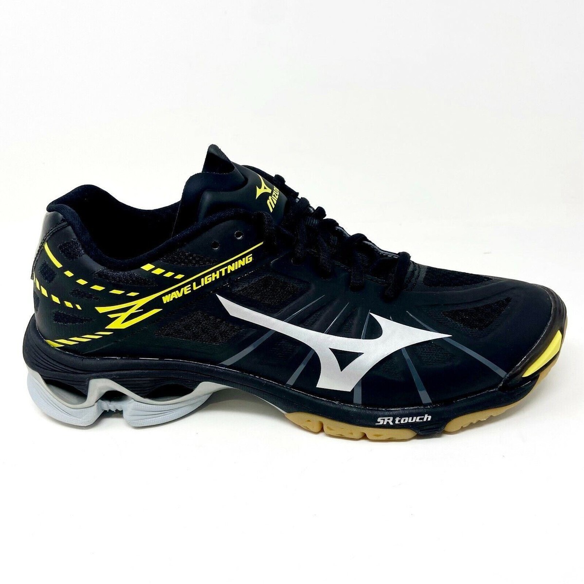 Mizuno Wave Lightning Z Black Silver Yellow Womens Traction Volleyball  Shoes