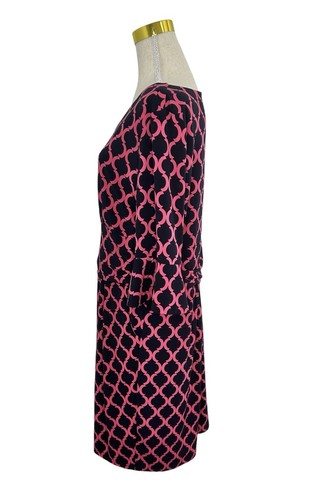 KALEIDOSCOPE Womens Navy Blue Pink Stretchy 3/4 Sleeve Knee Length Dress Size 16 - Picture 3 of 10